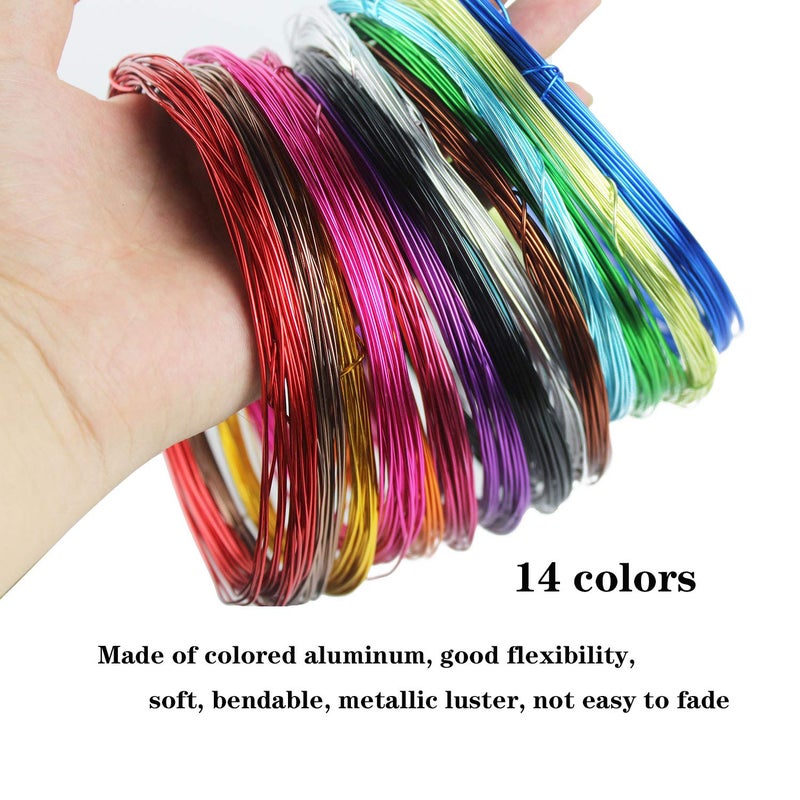 Ourart 14 Rolls Colored Aluminum Craft Wire, 459 Feet 1mm Flexible Metal Artistic Floral Jewelry Beading Wire for DIY Jewelry Craft Making, Each Roll 32.8 Feet, 14 Colors - Image 3